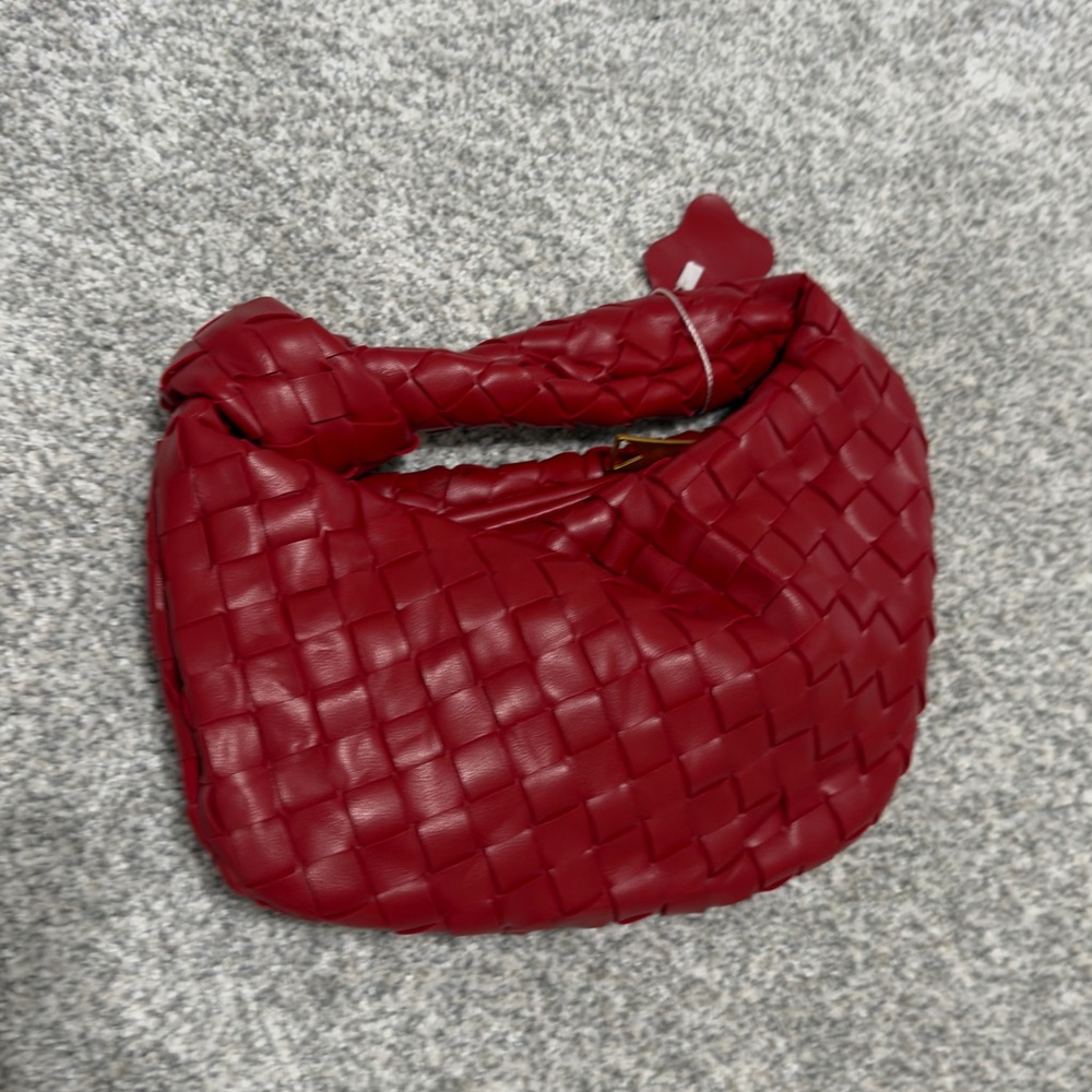 Red Woven Leather Hobo Bag - Brand Unspecified